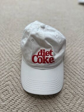 Diet Coke White Baseball Cap with Red Logo
